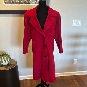 International Scene Vintage Women’s red‎ wool trench coat jacket size 5 / 6
